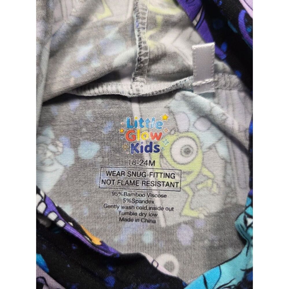 Little Glow Kids 18-24M Bamboo Hooded Pajama Shorts Set Monster Print - Picture 9 of 9